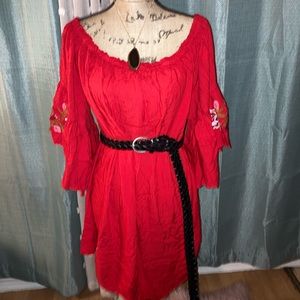 Feathers Dress Red 3X